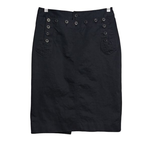 Ralph Lauren Rugby Navy Blue Double Faced Button Pencil Skirt Size 4 - Picture 1 of 6